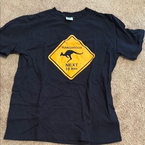 Black T-Shirt with Kangaroo Sign
